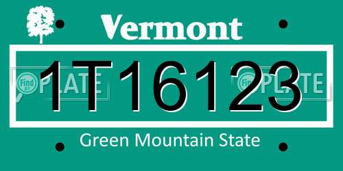 1T16123 Vermont License Plate