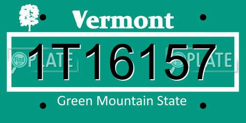 1T16157 Vermont License Plate