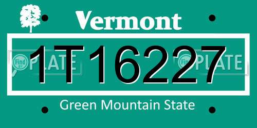 1T16227 Vermont License Plate