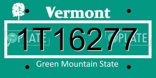 1T16277 Vermont License Plate