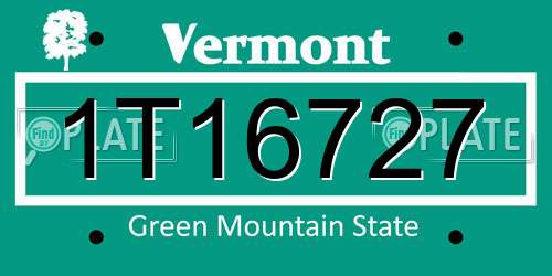 1T16727 Vermont License Plate