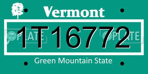 1T16772 Vermont License Plate