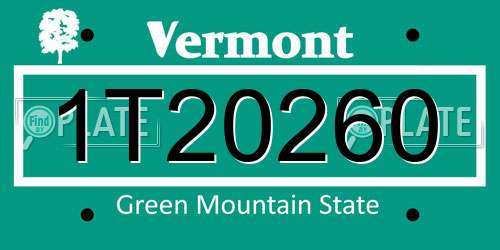 1T20260 Vermont License Plate