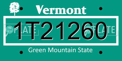 1T21260 Vermont License Plate