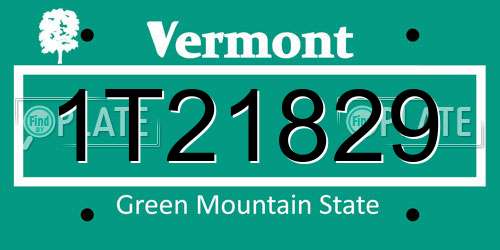 1T21829 Vermont License Plate