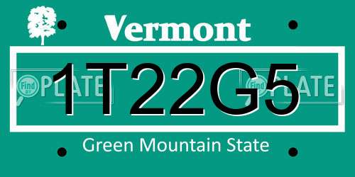 1T22G5 Vermont License Plate