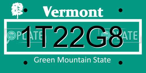 1T22G8 Vermont License Plate