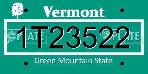 1T23522 Vermont License Plate