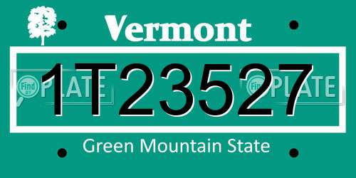 1T23527 Vermont License Plate
