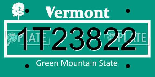 1T23822 Vermont License Plate