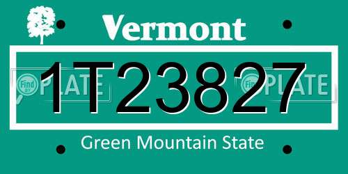 1T23827 Vermont License Plate