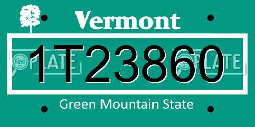 1T23860 Vermont License Plate