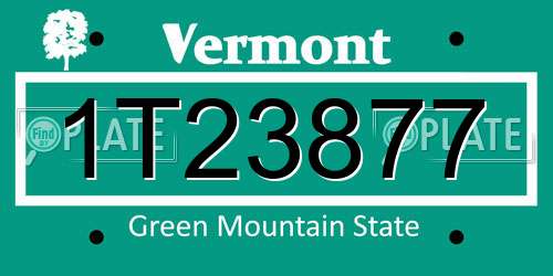 1T23877 Vermont License Plate