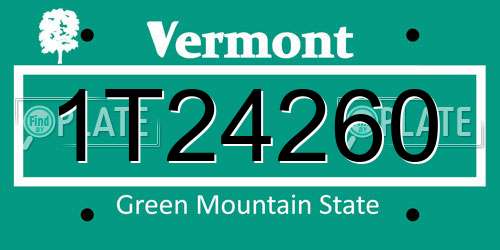 1T24260 Vermont License Plate