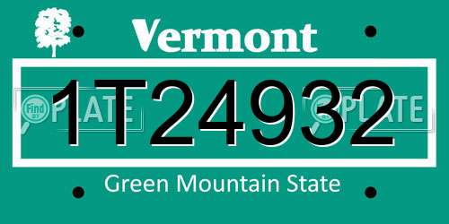 1T24932 Vermont License Plate