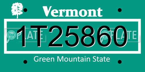 1T25860 Vermont License Plate