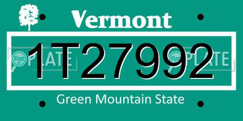 1T27992 Vermont License Plate