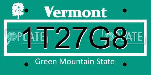 1T27G8 Vermont License Plate