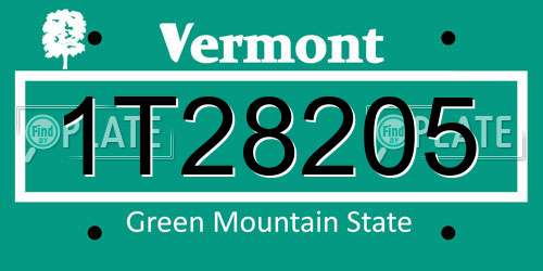1T28205 Vermont License Plate
