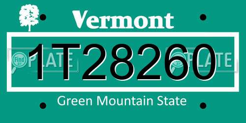 1T28260 Vermont License Plate