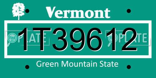 1T39612 Vermont License Plate