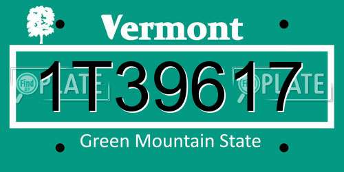 1T39617 Vermont License Plate