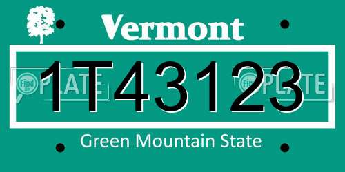 1T43123 Vermont License Plate