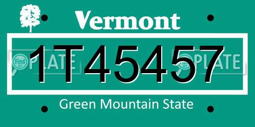 1T45457 Vermont License Plate