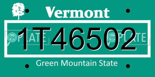 1T46502 Vermont License Plate