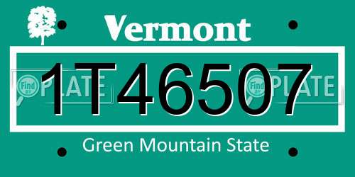 1T46507 Vermont License Plate