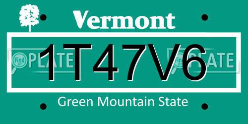 1T47V6 Vermont License Plate