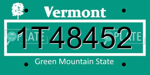 1T48452 Vermont License Plate