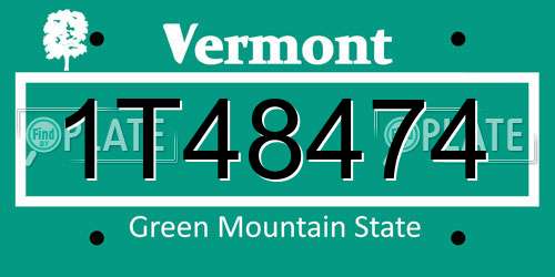 1T48474 Vermont License Plate