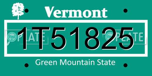 1T51825 Vermont License Plate
