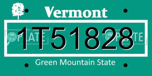 1T51828 Vermont License Plate