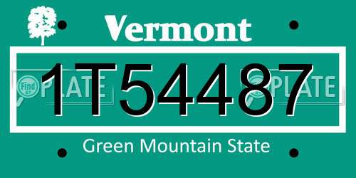 1T54487 Vermont License Plate