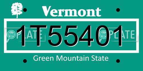 1T55401 Vermont License Plate