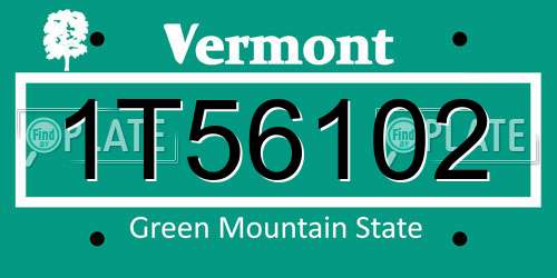1T56102 Vermont License Plate