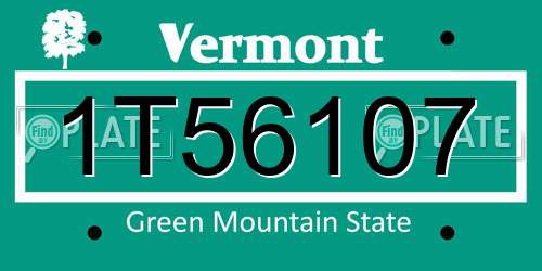 1T56107 Vermont License Plate