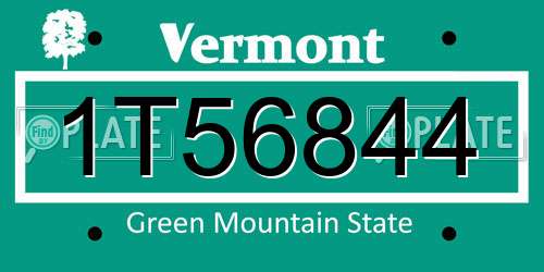 1T56844 Vermont License Plate