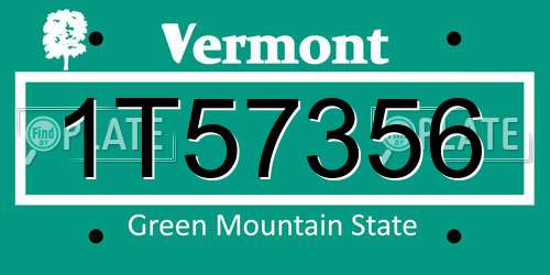 1T57356 Vermont License Plate