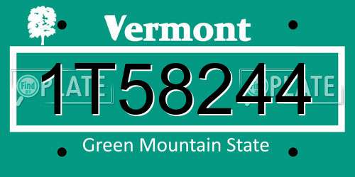 1T58244 Vermont License Plate