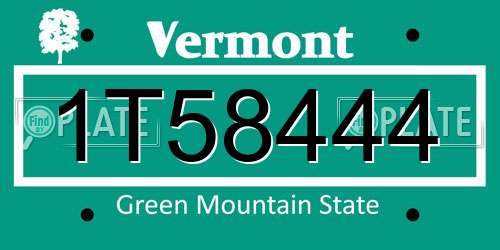 1T58444 Vermont License Plate
