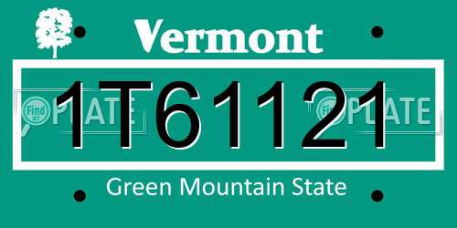 1T61121 Vermont License Plate