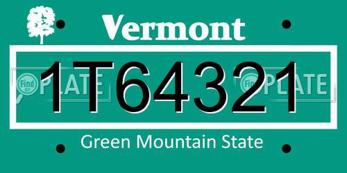 1T64321 Vermont License Plate
