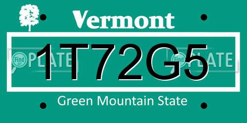 1T72G5 Vermont License Plate