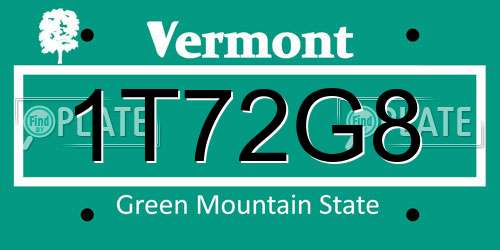 1T72G8 Vermont License Plate