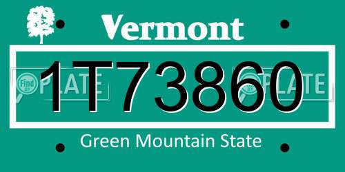 1T73860 Vermont License Plate