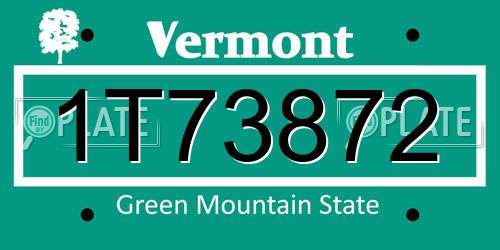 1T73872 Vermont License Plate