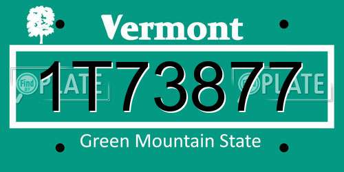 1T73877 Vermont License Plate